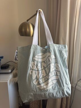 PINK Victoria’s Secret Washed Canvas Tote Bag - Sand Waves & Sunrays